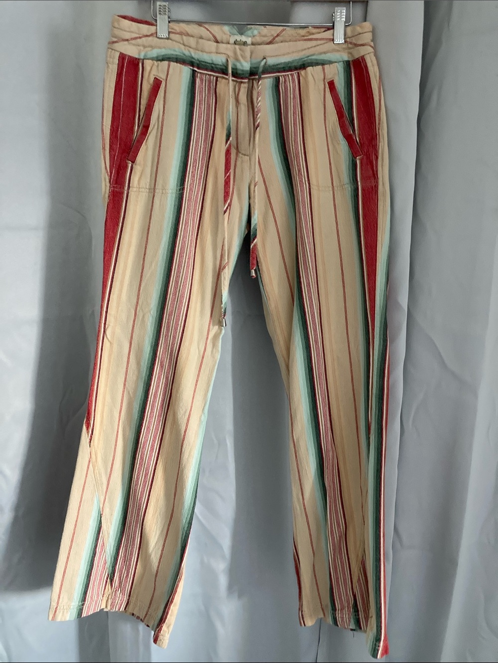 dylan Cream Multi-Stripe Pants with Drawstring